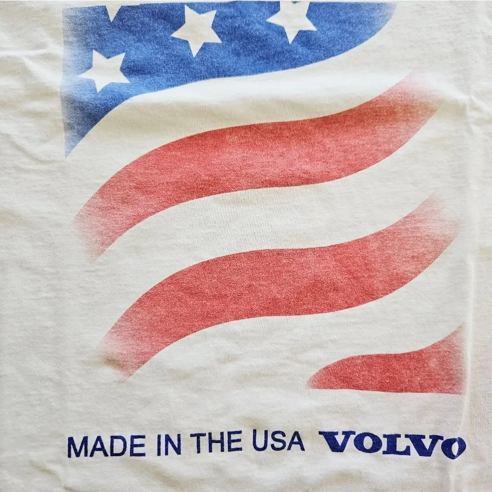 Vintage Volvo Made In The USA Flag Well Worn Short Sleeve Graphic Tee T-Shirt L